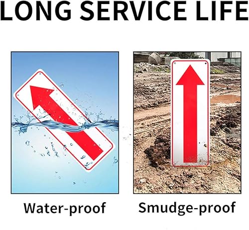 Miniatura 4 de Paquete de 4 letreros de flecha, para uso en interiores o exteriores, 10 x 3.5 pulgadas, letrero reflectante de aluminio libre de óxido, protección