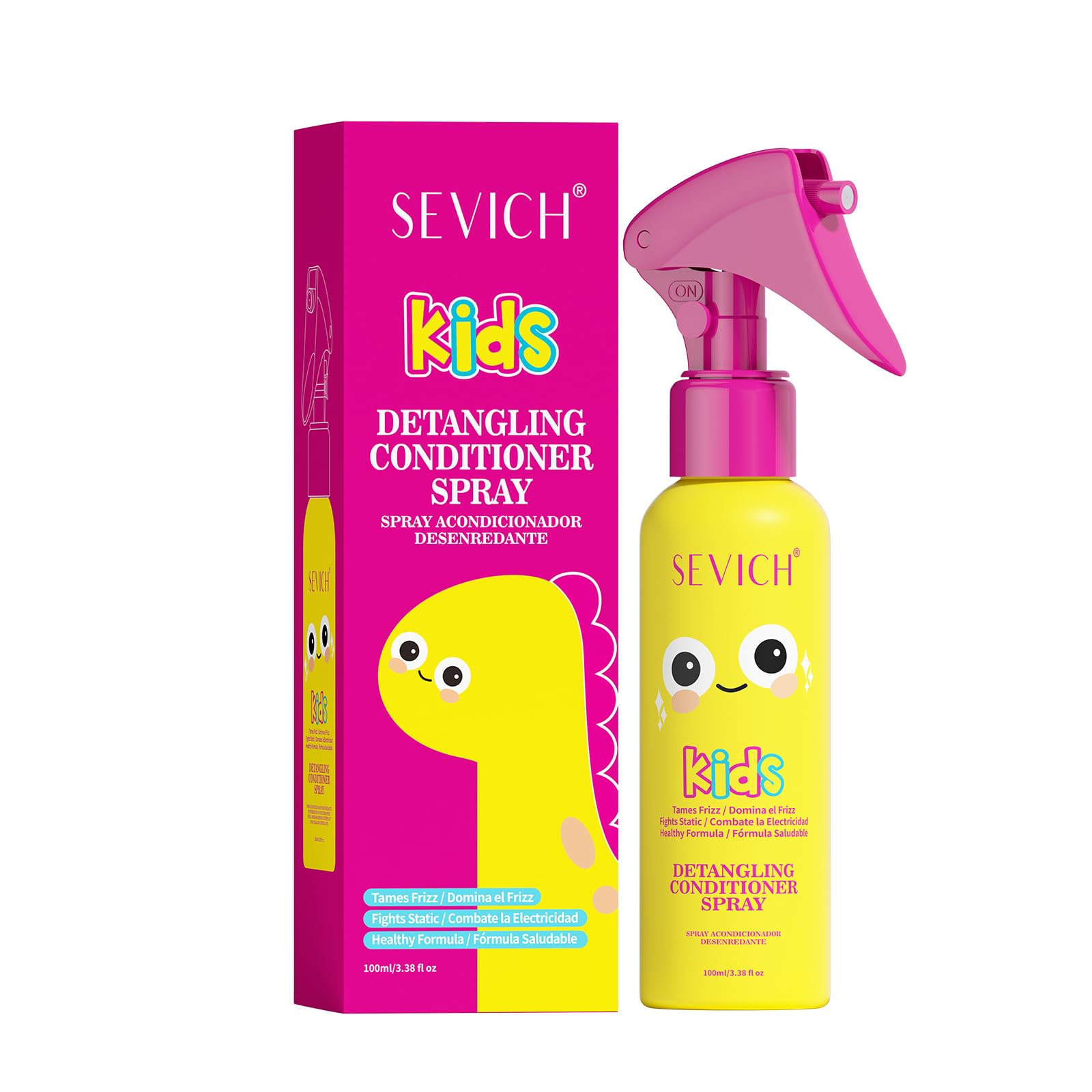 Sevich Detangler Spray Für Kinder, Leichtkämmspray Kinder Mit Sanften Pflanzenextrakten, Repariert Geschädigtes Haar, Bändigt Krauses Haar Und Verstärkt Den Natürlichen Glanz, 100 Ml