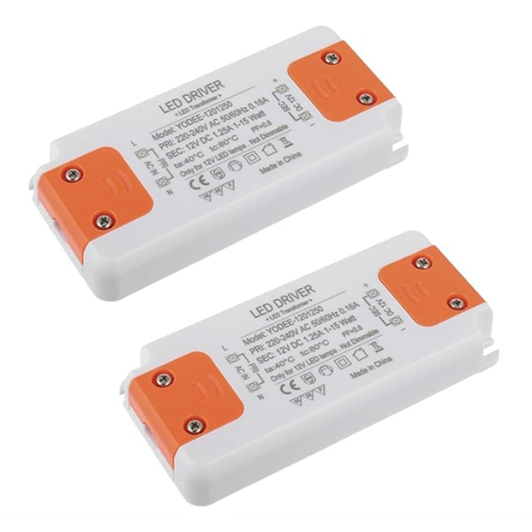 Jnchdghwa 2X 12V 15W LED Transformer LED Low Voltage Transformer No Noise LED Driver Power Supply for G4 MR16 MR11 GU4 GU5.3 LED