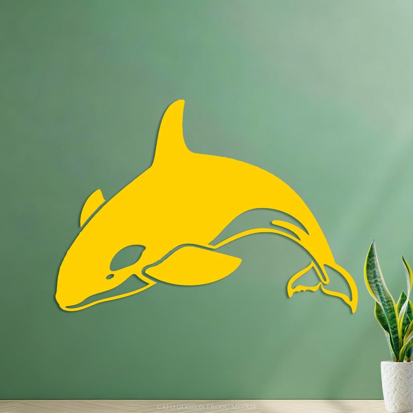 Engraving Stickers Whale Bathroom Kids 54.6x77.2cm Glass Stickers Yellow โ image 1