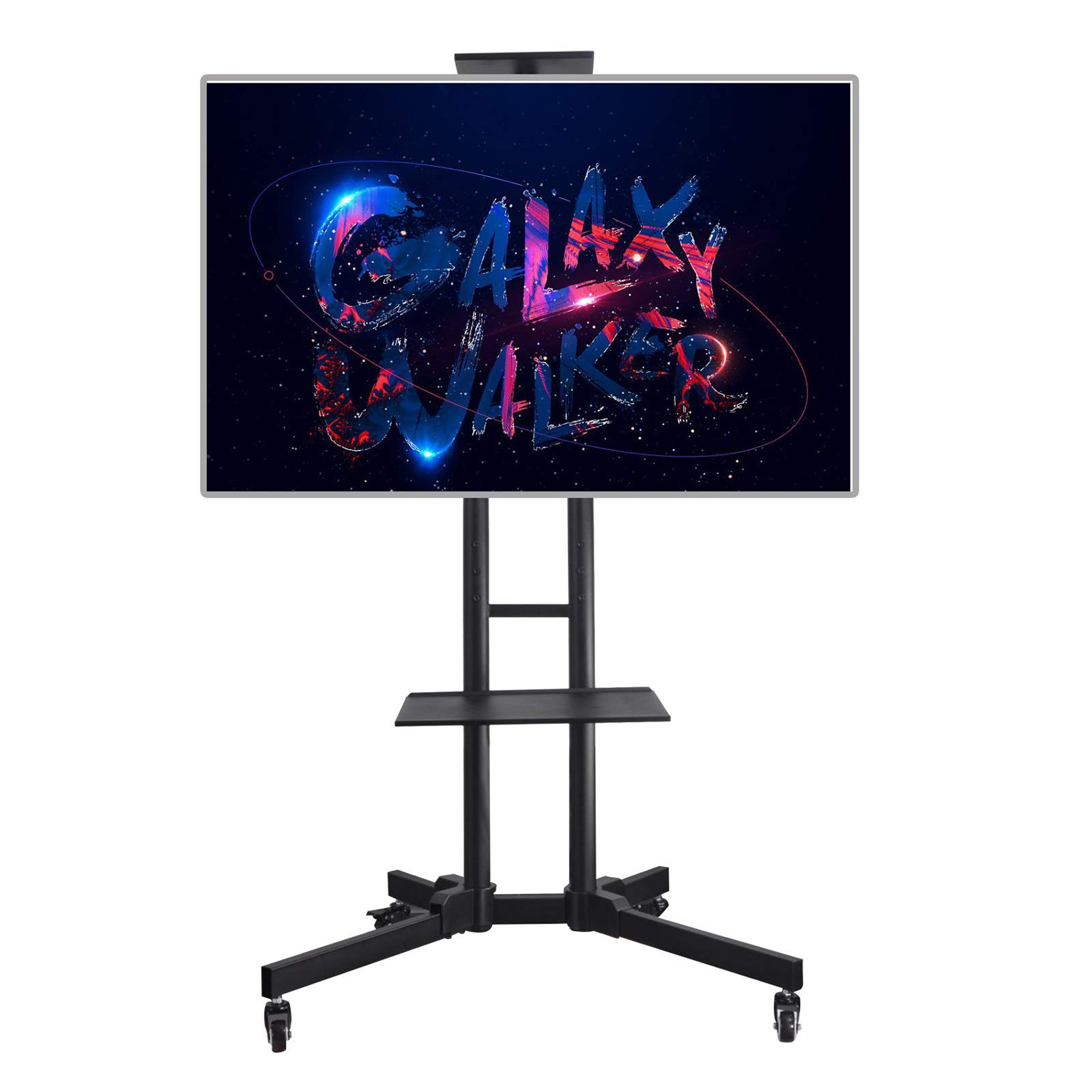 Verstellbarer TV-Ständer mit Rädern und Ablage für LED, LCD, Plasma-Flachbildfernseher, DVD-Konsole und Xbox-Konsole 32-65 Zoll Schwarz