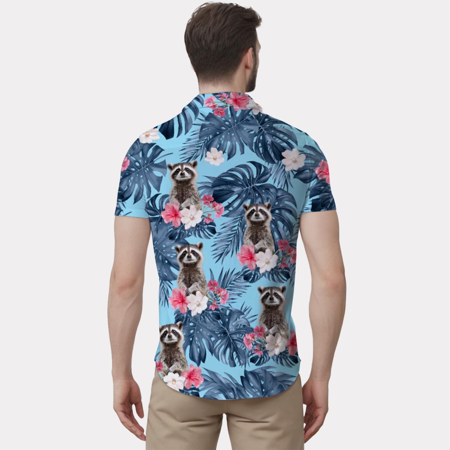 Raccoon Hawaiian Shirts for Men,Button Down Beach Casual Shirtss - Image 5