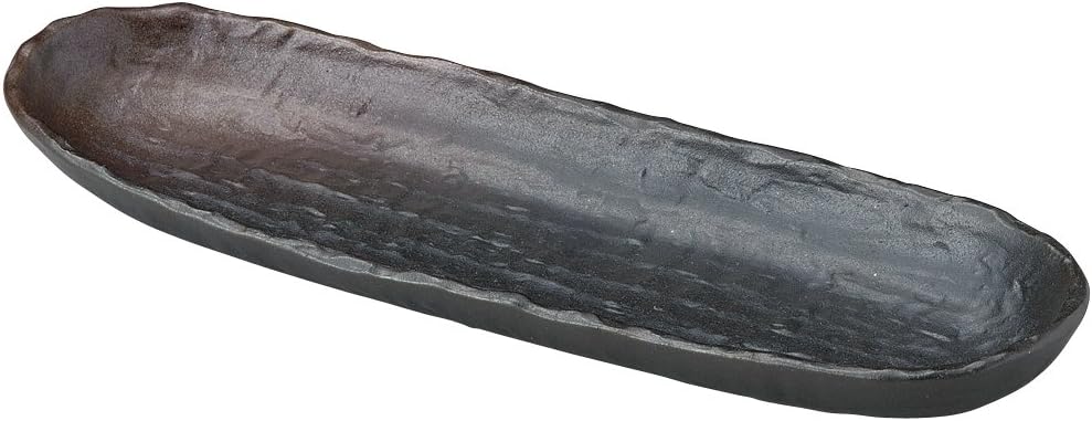 Yamashita Kogei 14039420 New Black Bizen Tray Plate, 11.8 x 3.9 x 1.3 inches (30 x 9.8 x 3
