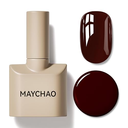 MAYCHAO Esmalte de uñas de gel de 0.5 onzas líquidas, 1 unidad de esmalte de uñas rojo cereza profundo, esmalte de uñas en gel para remojar UV LED