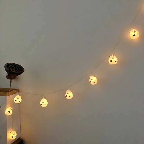 Miniatura 7 de Guirnalda de luces de vaca de Pascua de 5.4 pies, 10 luces LED de hadas de vaca de Navidad, funciona con pilas, para decoración del hogar, fiesta,