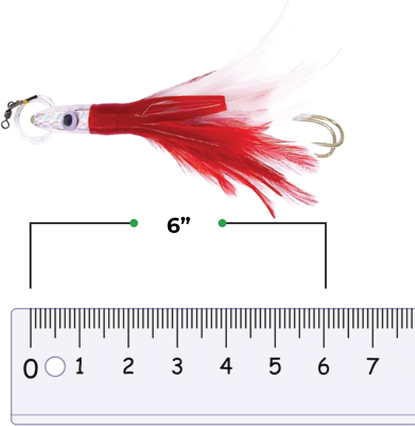 6" Tuna Feathers Kit, 3 Pcs Purple/Black/Zucchini/Red/White for Saltwater Trolling, Skirted Lures, Ideal for Tuna and Offshore Game Fishing