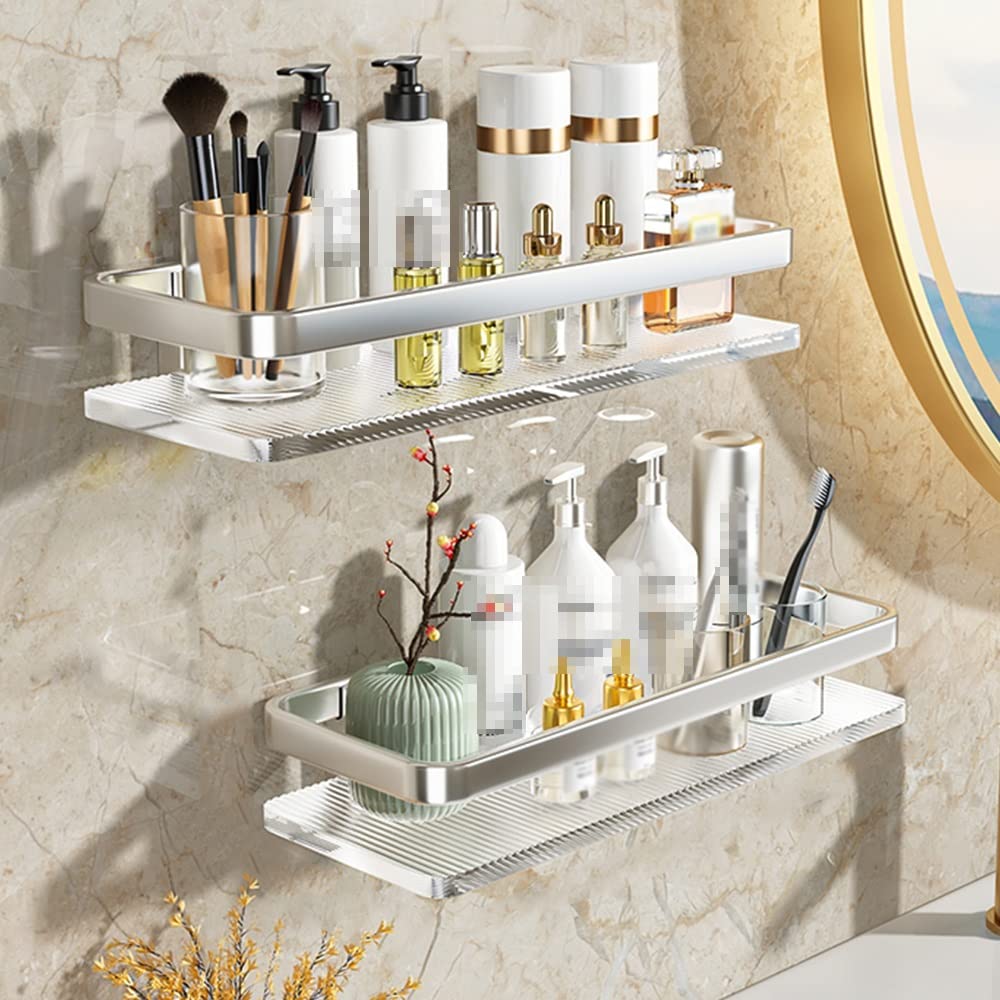 Support de rangement en aluminium et acrylique premium pour salle de bain