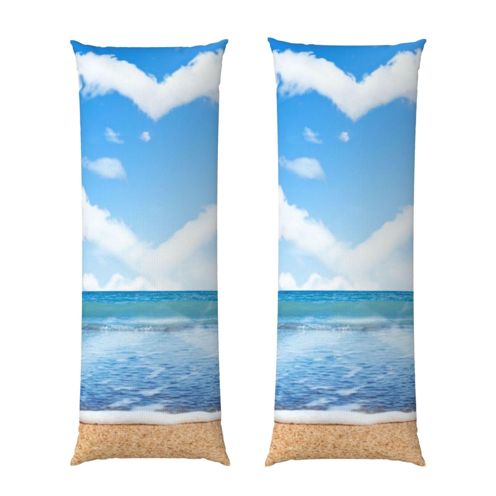 Taie d'oreiller cœur et plage romantique 50,8x152,4 cm pour des nuits douces