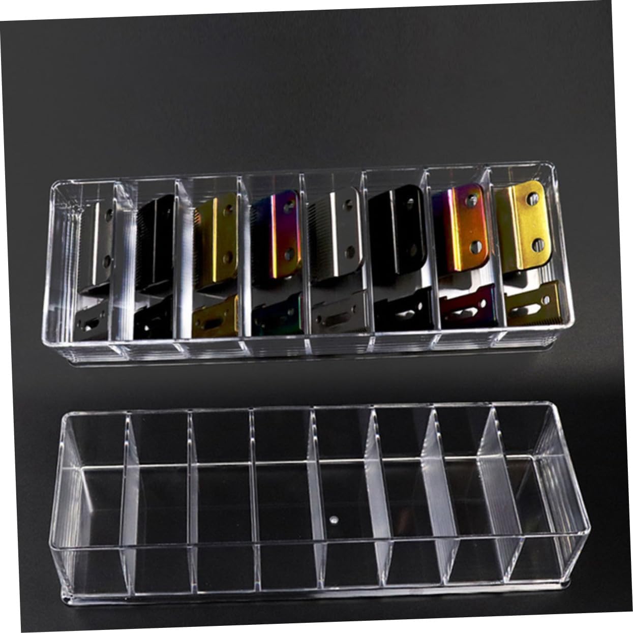 VICASKY Electric Clipper Comb Storage Box with Compartment for Hair Clipper Head Accessories Portable Organizer for Salons Barbershops and Home Use