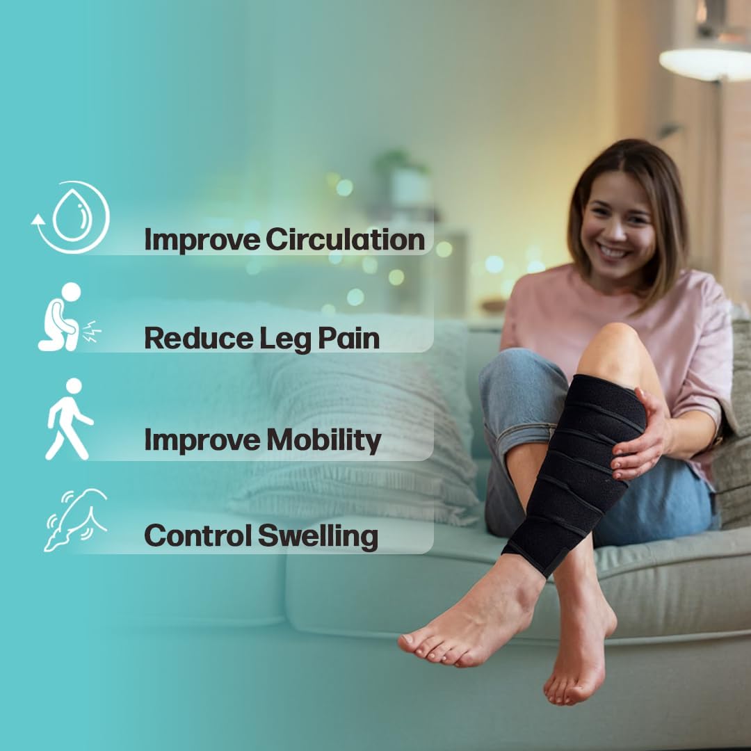 Beltwell® Adjustable Lymphedema Calf Compression Wrap for Swelling, Edema, Lipedema, Circulation, Heaviness, Pain - Easy to put on XL - TALL Beige image 4 of 6 B0CMMKPJXH