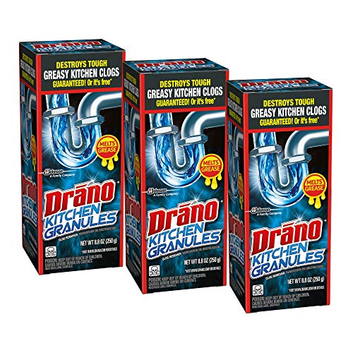 Comparison: Best Drano For Kitchen Sink 4 Drano Kitchen Granules Drain Clog Remover and Cleaner, Unclogs Blockage from Grease or Cooking Oil, 8.8 oz (Pack of 3)