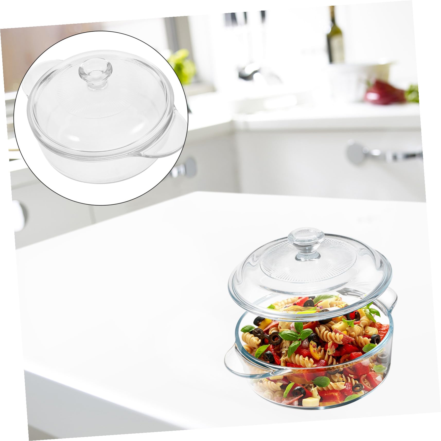 GALPADA Salatschüssel mit Deckel aus Glas Große Servierschüssel für Salate Desserts Snacks Obst und Gemüse Geeignet für Zuhause und Restaurant