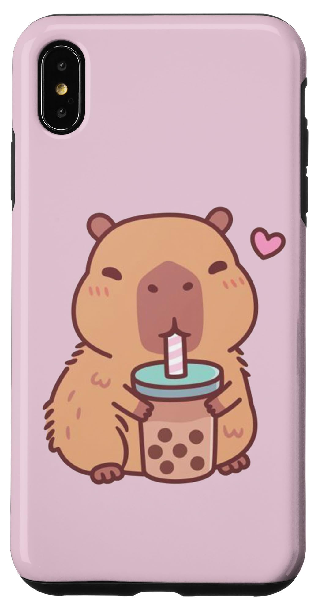 Kawaii Capybara Drinking Boba Bubble Tea for Girls Teen Kids Case for iPhone Xs Max