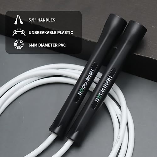 Miniatura 2 de Hererope - Cuerda de saltar de PVC de 0.236 in para hombres y mujeres, fitness, velocidad, trucos, entrenamiento cardiovascular, cuerda de saltar de