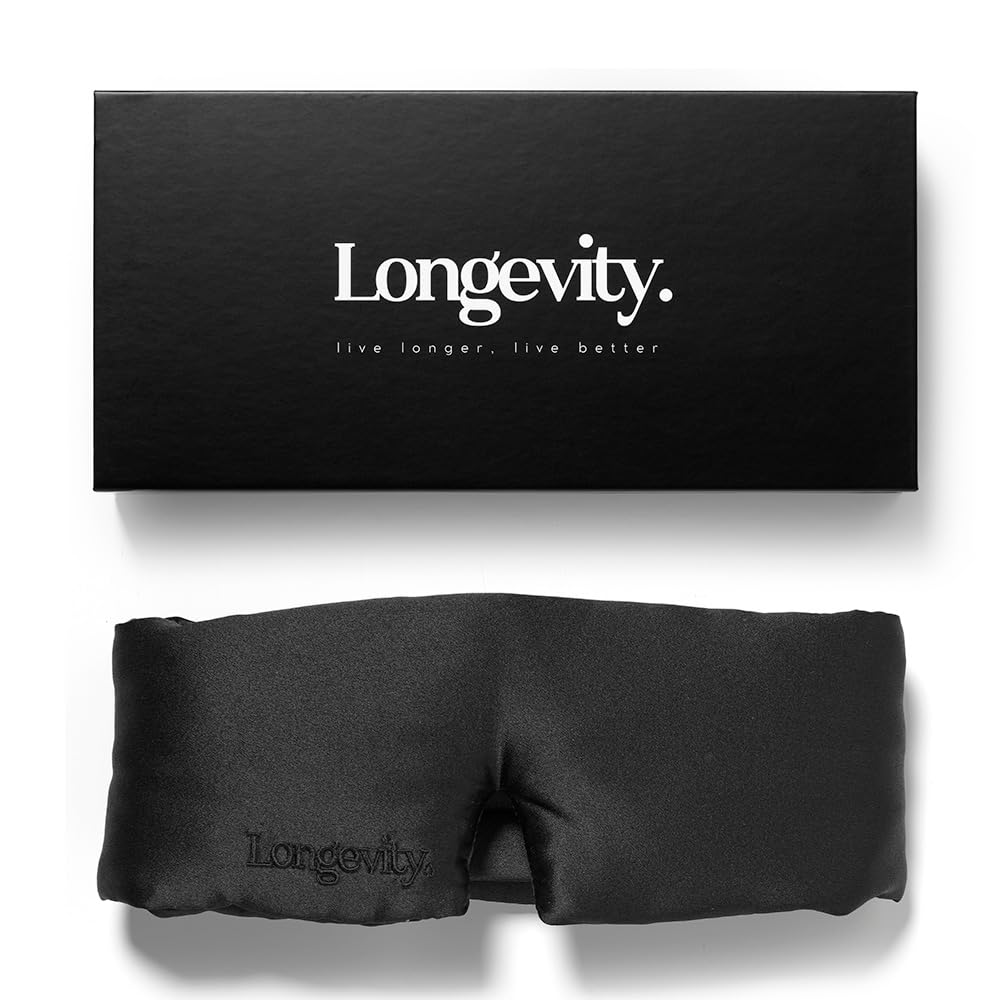 Longevity 100% Mulberry Silk Eye Mask for Sleeping - Bio-Contoured Silk Sleep Mask with Si...
