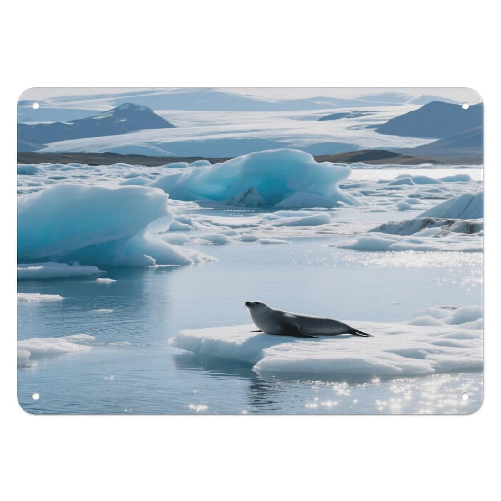 Fekiloot Style Glacier Lake Iceberg Wall Decor Iron Painting Metal Sign