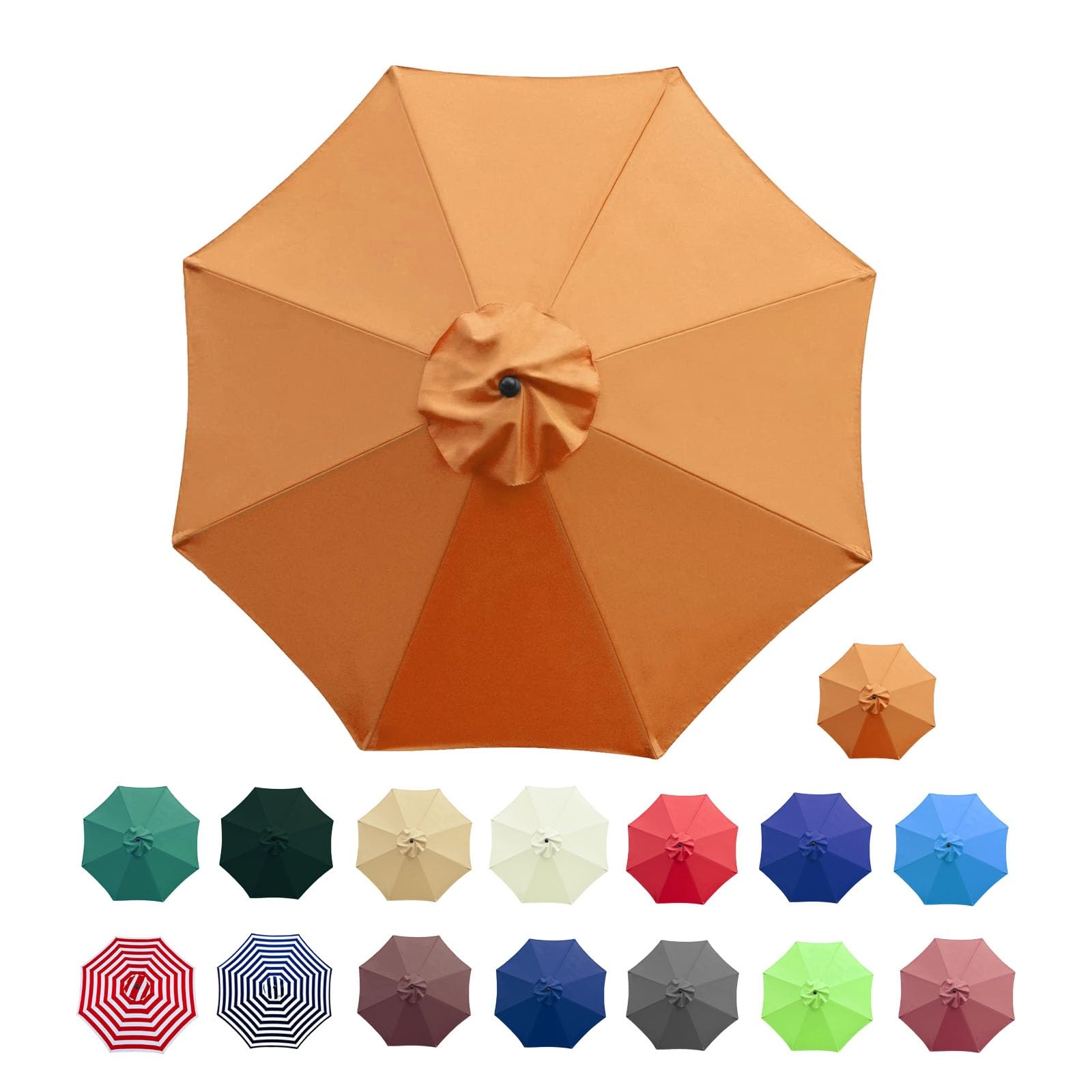 KXXZAAU Patio Umbrella Replacement Canopy 6.5ft/7.5ft/9ft/10ft Table Market Yard Umbrella Replacement Top Cover for 8 Ribs/6 Ribs Umbrella Fabric (Color : Orange, Size : 200cm/6.5FT/6Ribs)