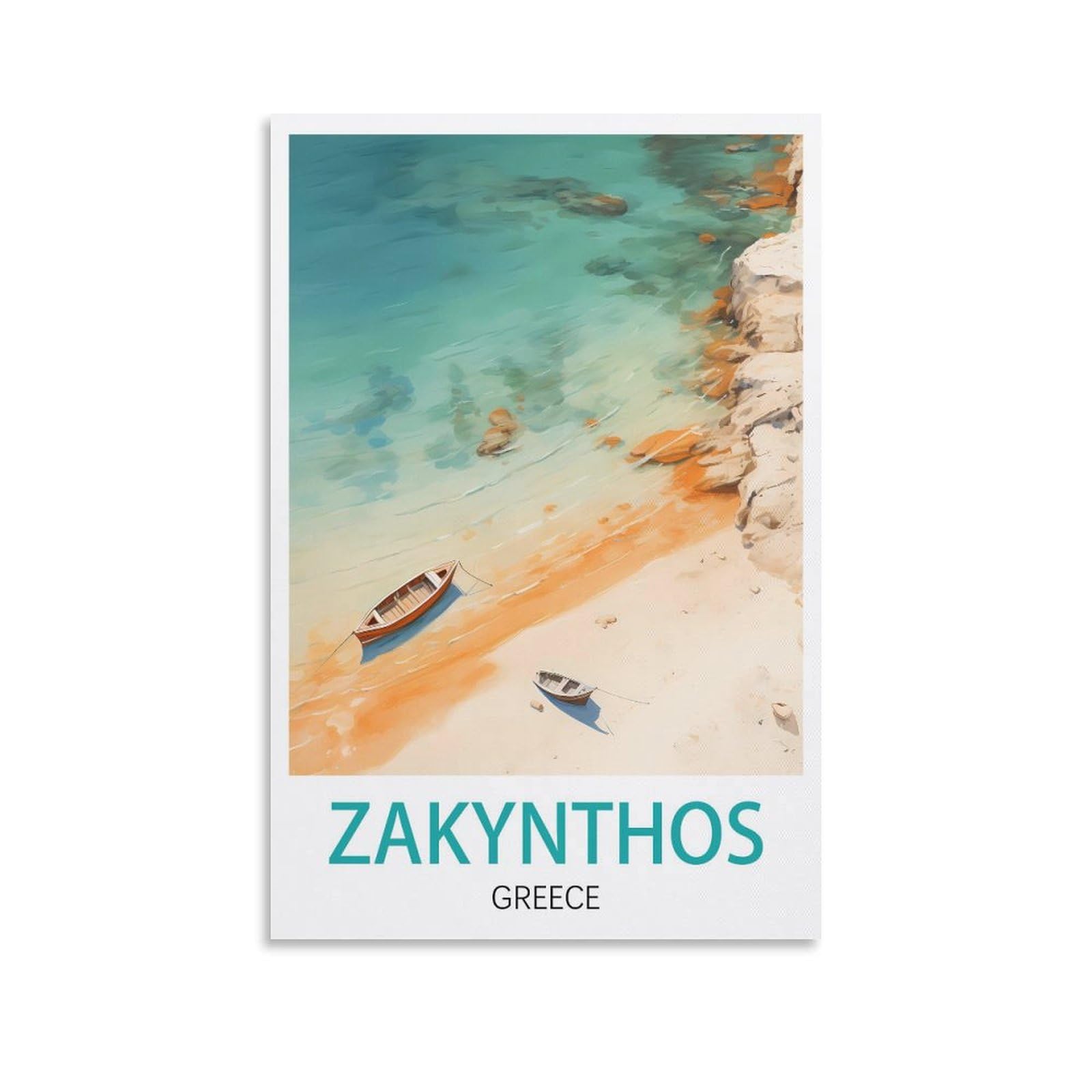 LOLWNNI Zakynthos Greece Vintage Travel Posters 12x18inch(30x45cm) Canvas Wall Art Print Picture Paintings for Living Room Bedroom Decor