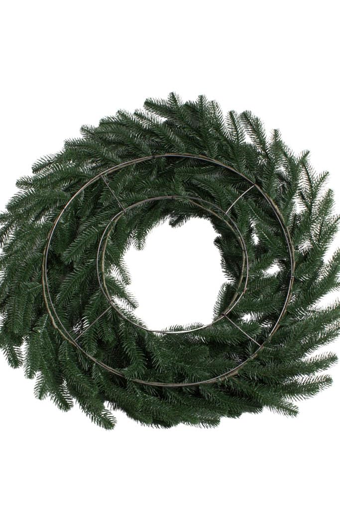 künstlicher Tannenkranz Karpaten auf Drahtring, Durchmesser 90 cm, Farbe: dunkelgrün