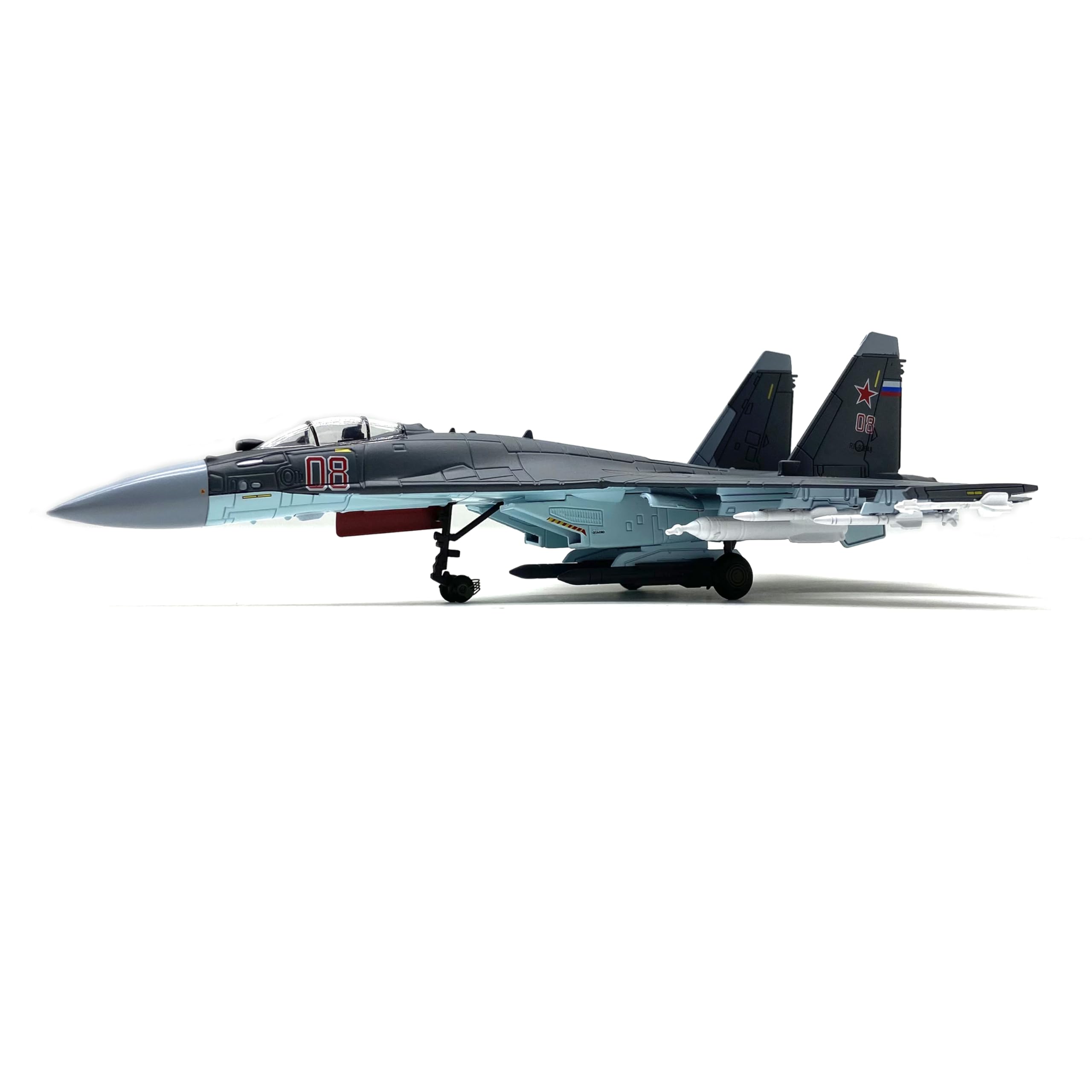 Enatuhter SU-35 Fighter Aircraft Model, 1:72 Scale Diecast Military Plane, Desktop Display Stand, Grey, 1/100 Scale - Image 4