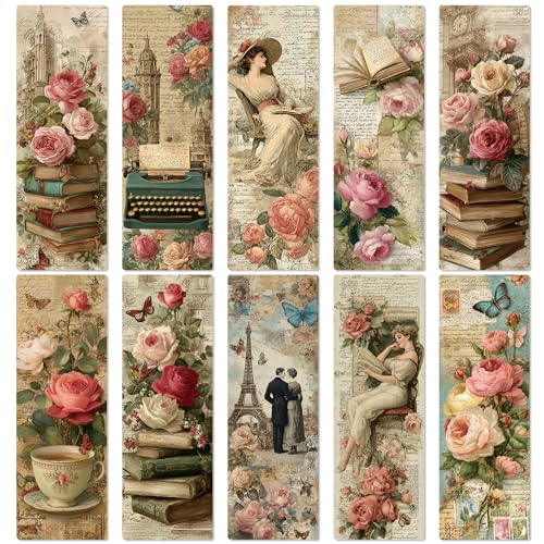 Celavoy Vintage Bookmark Bulk Gifts - 100 Pcs Aesthetic Flower Paper Bookmarks for Women Girls Book Lovers Retro Page Marks School Office Reading Accessories Bookish Gift for Birthday Christmas