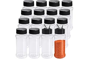 OJYUDD 16 Pack 3.4oz/100ml Plastic Spice Bottles Set, Empty Glitter Bottle Seasoning...