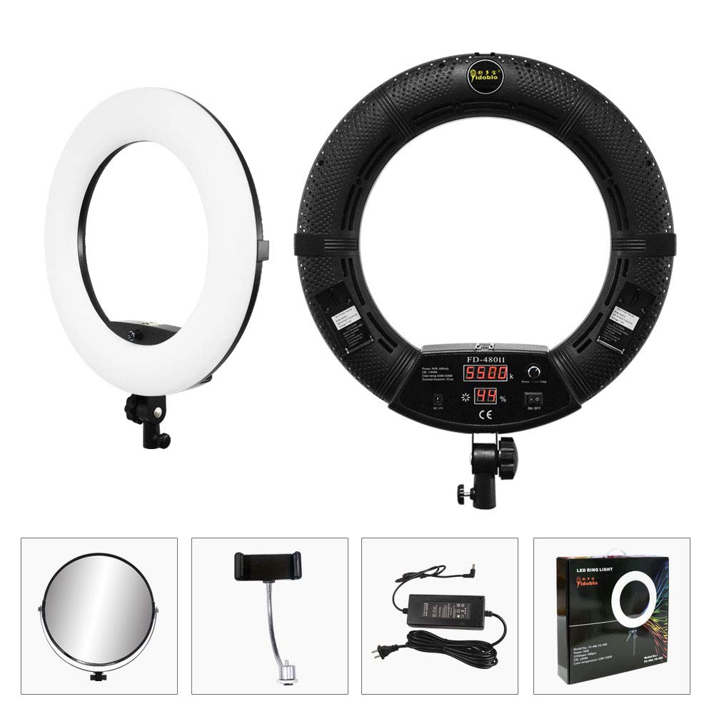 18 Zoll Digitalanzeige dimmbar 3200K-5500K LED Ringlicht Kit,Beleuchtung für Kamera Smartphone Portrait Selfie YouTube Foto Video Studio Fotografie (Ohne Stativ und Tasche)