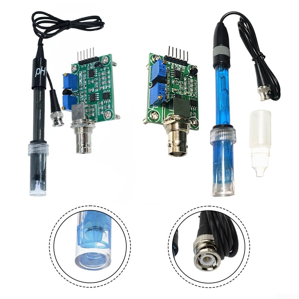GLOBALHUT Flüssiger pH-Sensor für Arduino mit BNC-Elektrode für genaue Messungen (Modul + Schwarz)