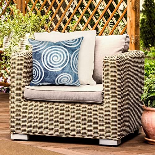 Liora Manne Visions IV Indoor/Outdoor Handmade Pillow - Contemporary Graphic Casual Accent (Curl Blue) (20" x 20")