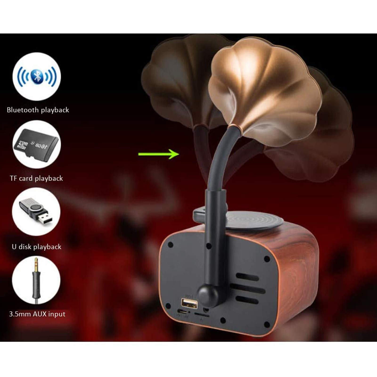 Cassa Home Cinema Grammofono Audio Subwoofer Carta Regalo Creativa Mini Radio Wireless Regalo Portatile Casa per Casa Party Movie Outdoor