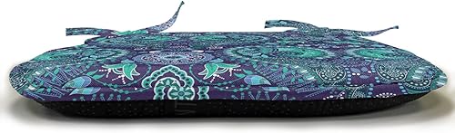 Vista 256 de Lunarable Orient - Cojín de asiento para silla, curlicues florales orientales con elementos artísticos venecianos, hojas de follaje, damasco a