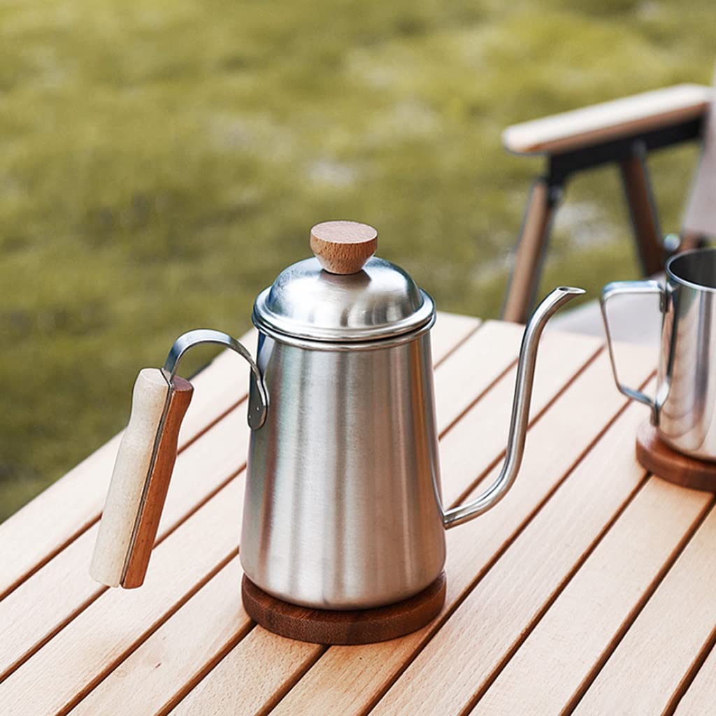 OPUX Giet over koffieketel met zwanenhals | Roestvrijstalen koffie-theeketel met thermometer 40 oz, kookplaat inductie ganzenhals waterkoker langzaam giet druppeluitloop (1,2 liter, 40 fl oz) koper