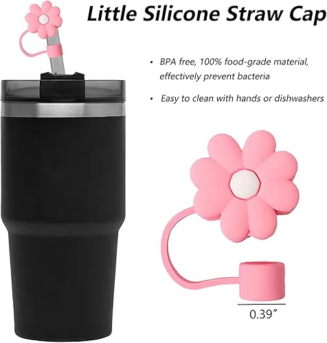 Miniatura 3 de Paquete de 4 tapas de paja para vaso Stanley, adornos de paja de flores de 0.4 pulgadas para copa H2.01.0 Stanley Quencher de 30 y 40 onzas,