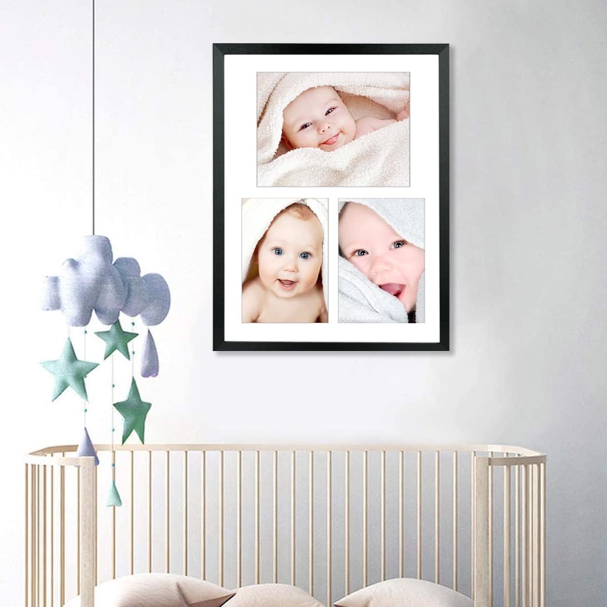 LTYHHK 5x7 Collage Frame for 3 Openings Fit Picture Two 5x7 and One 6x8 Photos with Mat or 12x16 Inch without Mat ，Collage Photo Frame Black Wall Multi-Photo Set Family 5x7 Photo Frame Collages for
