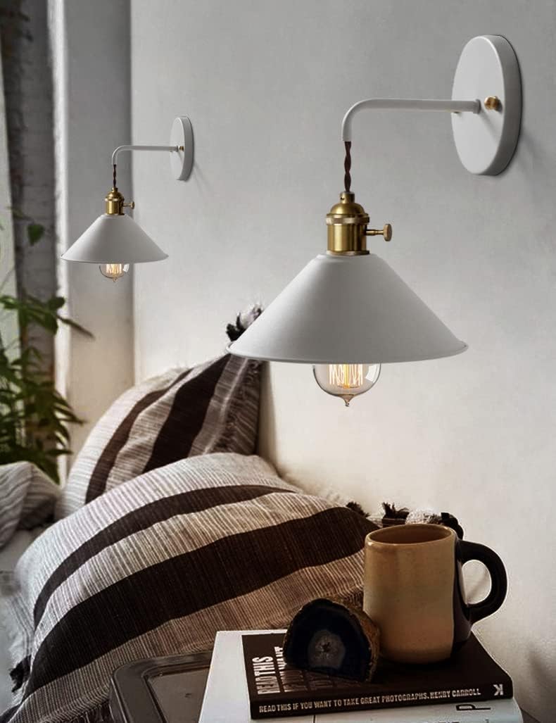 Green Plug in Wall Sconces Set of Two,Wall lamp with Plug in Cord of 2 for Bedroom Hanging Wall Lights E26 Edison Brass lamp Holder with Frosted Paint Body Bedside lamp