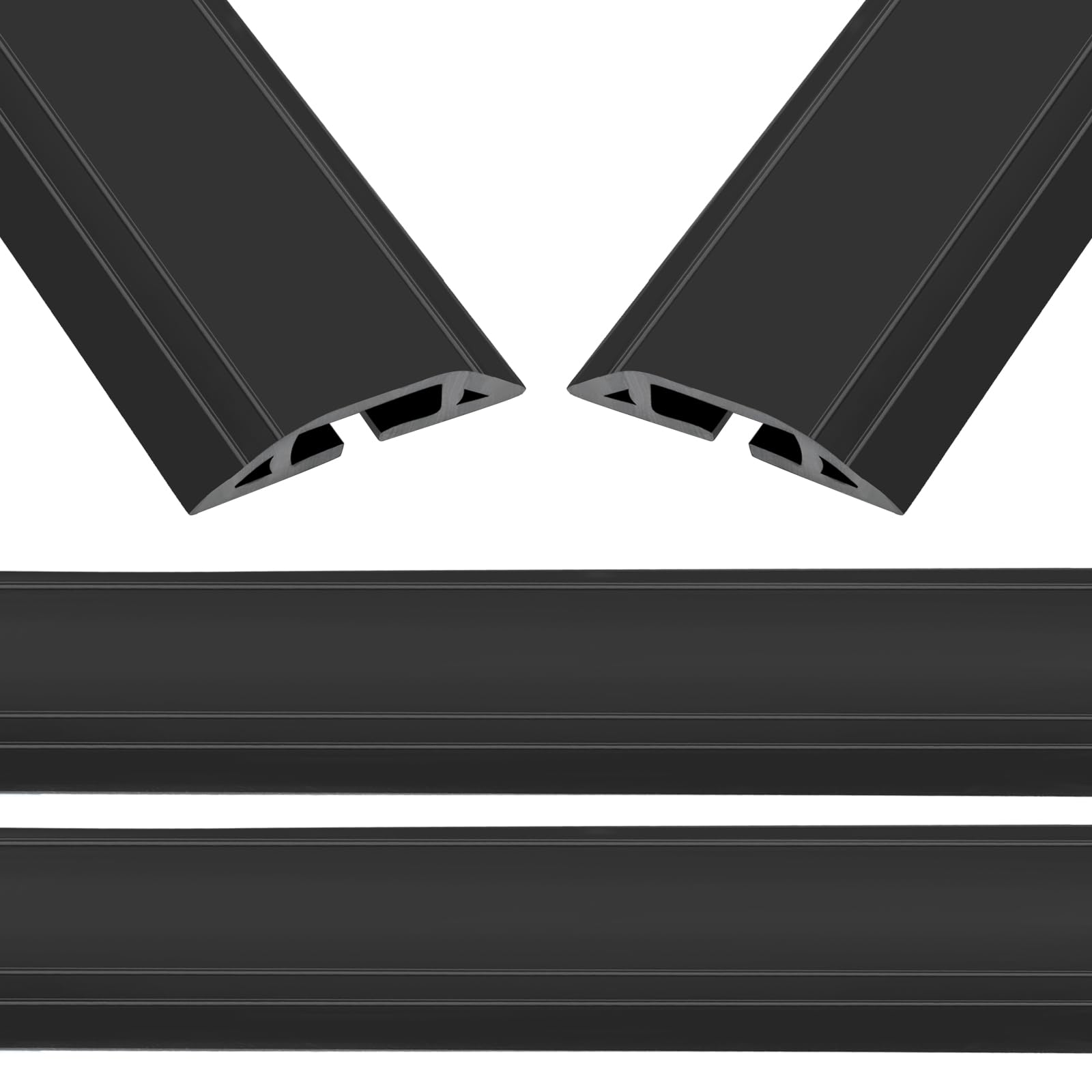 Eapele 10 ft Floor Cord Cover Heavy Duty Cable Protector, Easy to Unroll, Prevent Trip Hazard for Home Office or Outdoor Settings (Black - 2pcs)