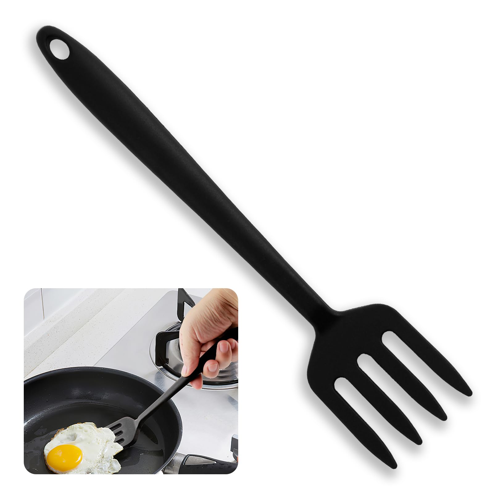 tinysiry Forchetta da cucina in silicone per uso alimentare, forchetta per frullare antiaderente resistente al calore per cucinare, forchetta per frutta in pasta da dessert in silicone per cucina Lag