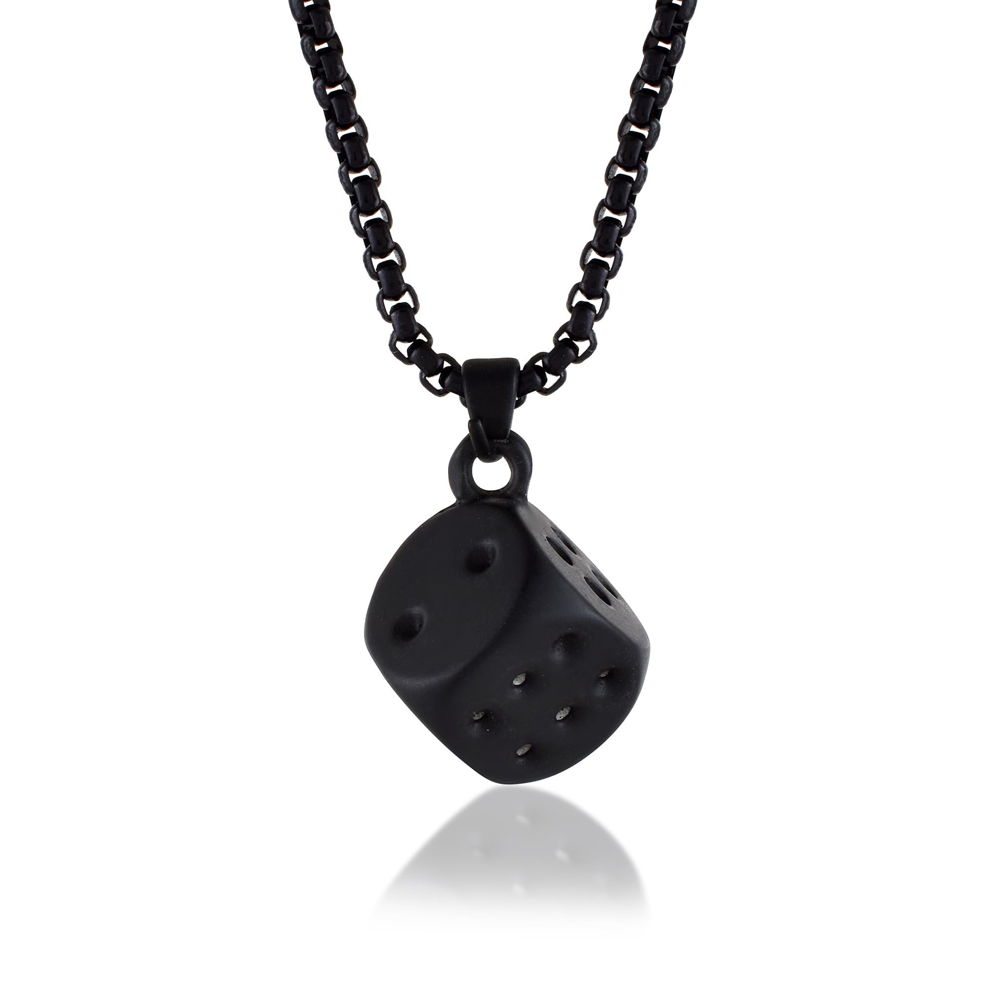 Stainless Steel Black Rhodium Dice Pendant Necklace Cards player Gambler Casino Fashion Jewellery for Men Women (PCJK3005)-image-48
