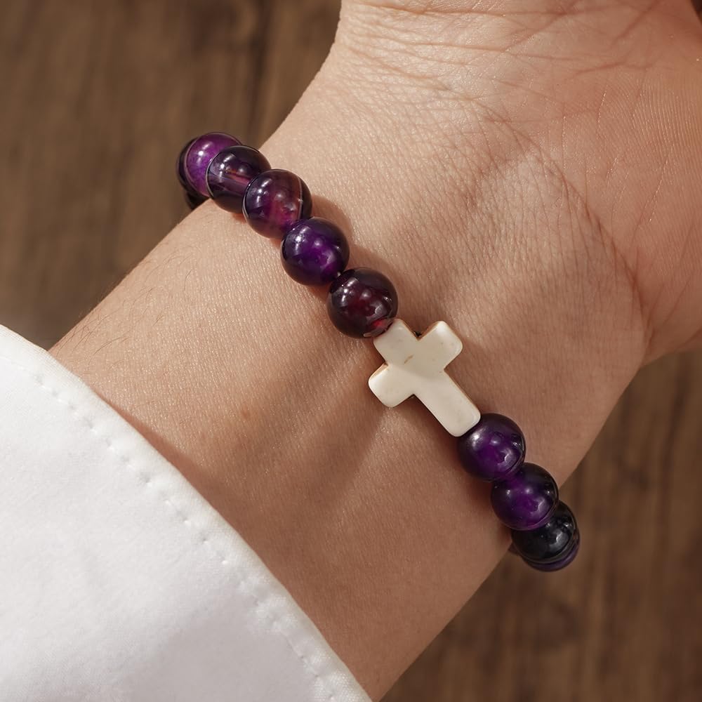 Natural Stone Cross Bracelets Trendy Stuff Inspirational Religious Gifts Bracelet Card gifts for Women/Daughter/Friend/Sister/Grandma/Granddaughter/Husband-Birthday Graduation Retirement - Image 4
