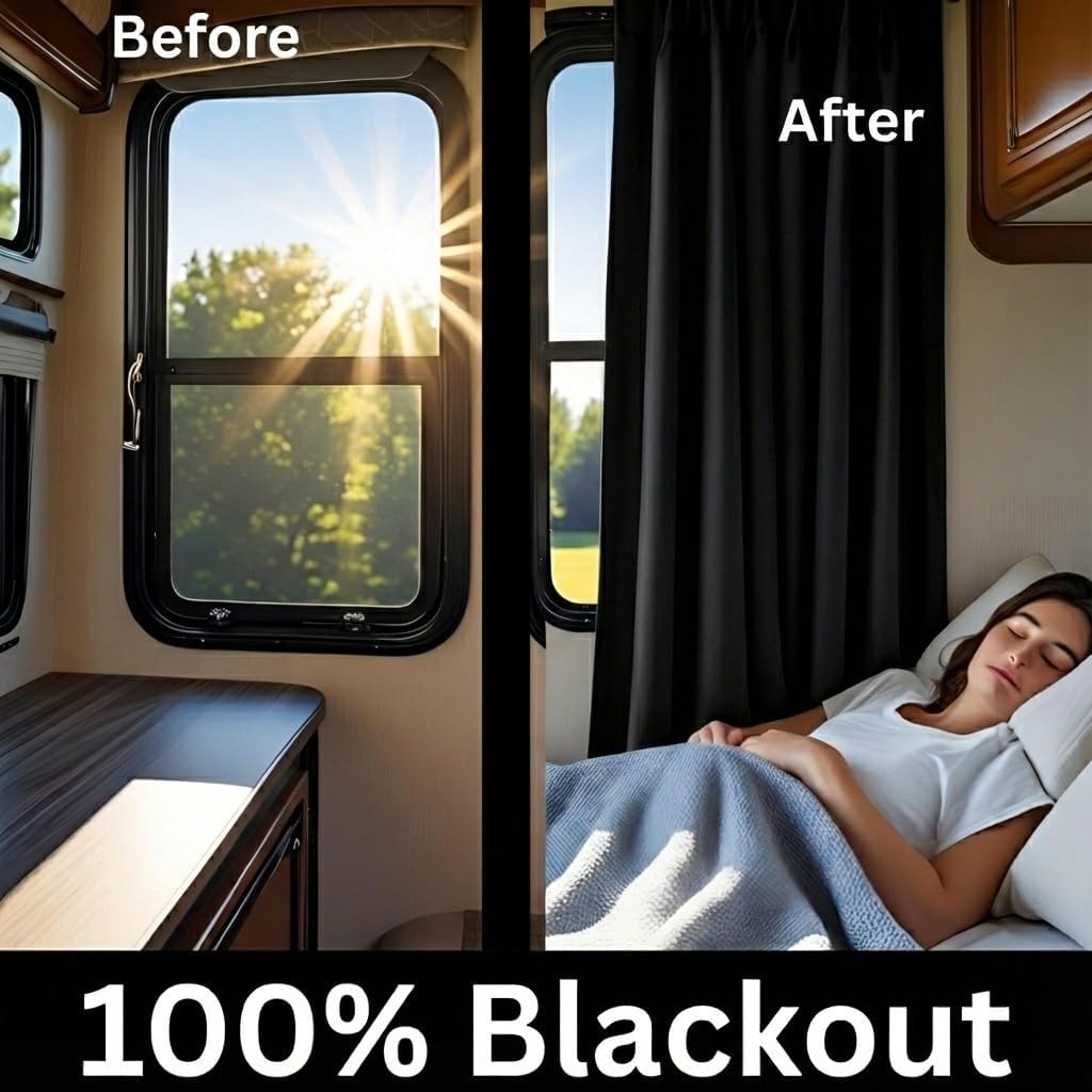 RV Window Curtains for Inside Camper - Blackout Privacy Curtains for RV, Trailer, Van - Thermal Insulated, Easy Install - Perfect for Camper Windows Interior Cover
