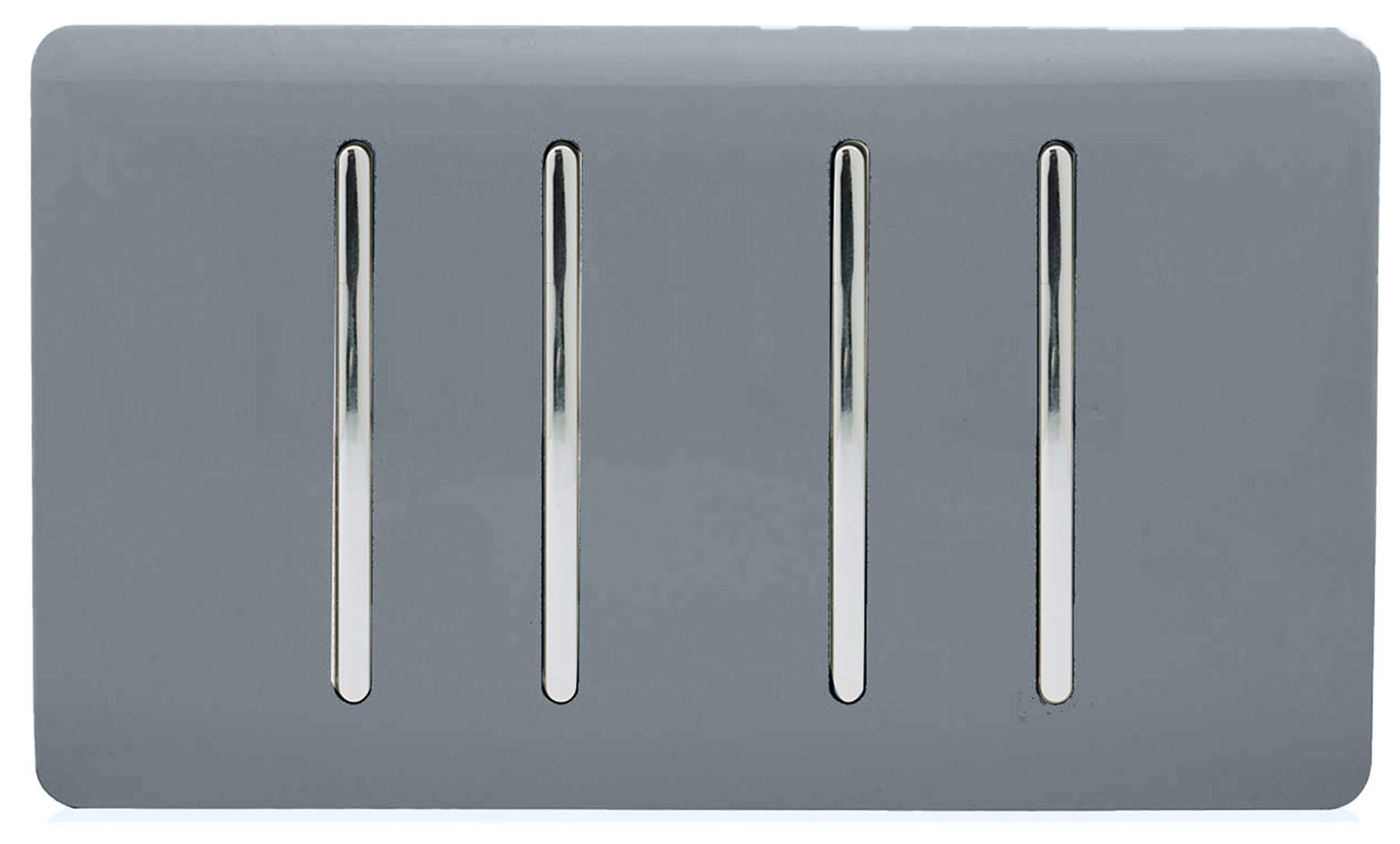 Trendi 4 Gang 3 Way Intermediate Artistic Modern Glossy 10 Amp Rocker Light Switch Warm Grey