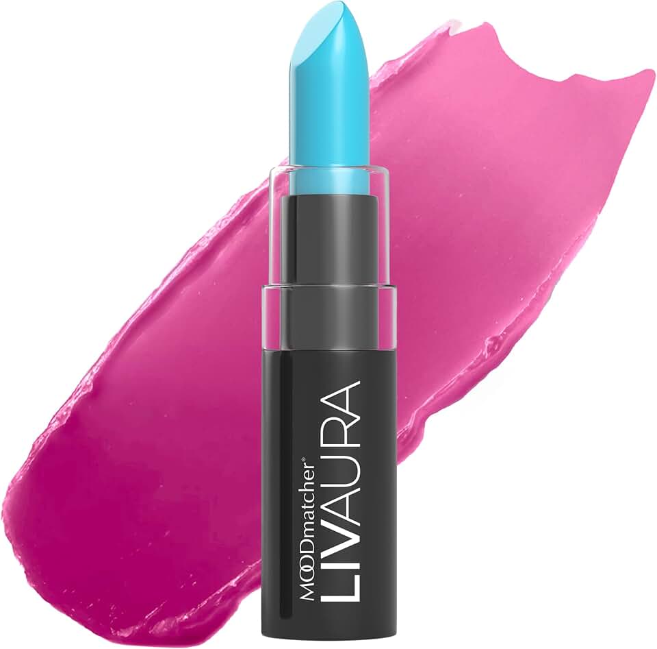 MOODmatcher LIVAURA Batom de longa duração para mulheres – Batons creme hidratante que muda de cor, batom à prova de manchas, maquiagem labial fácil de aplicar, feito nos EUA (azul claro)