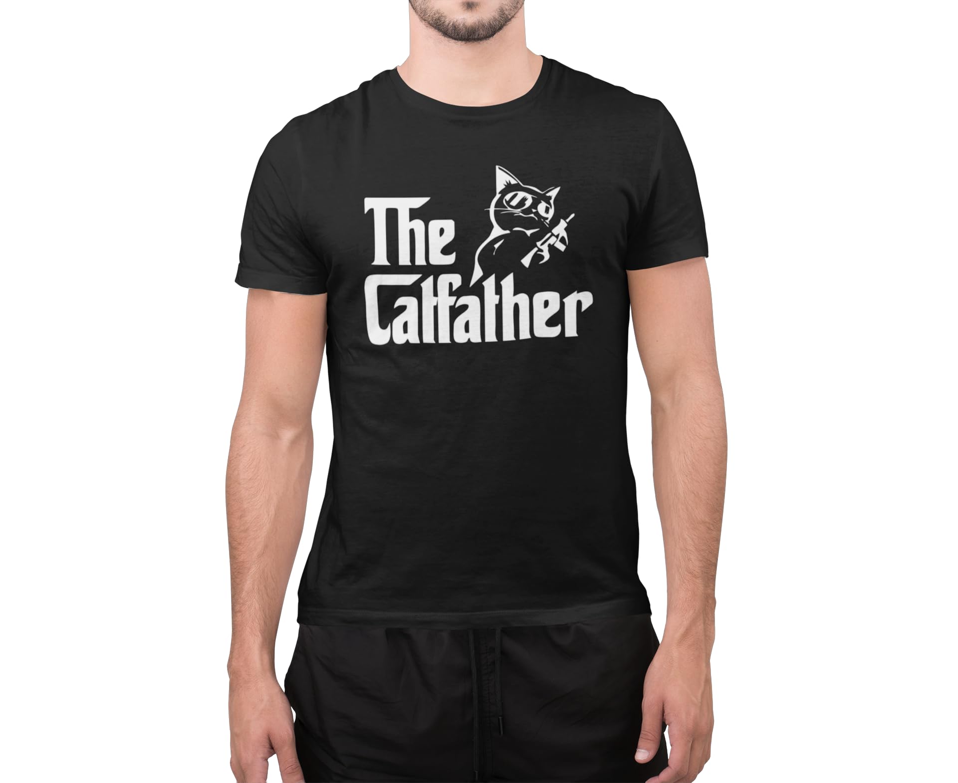 Graphic Impact Unisex Black Funny The Catfather Parody Novelty Tumblr Amazing Stylish Graphic T-Shirt (, Large)