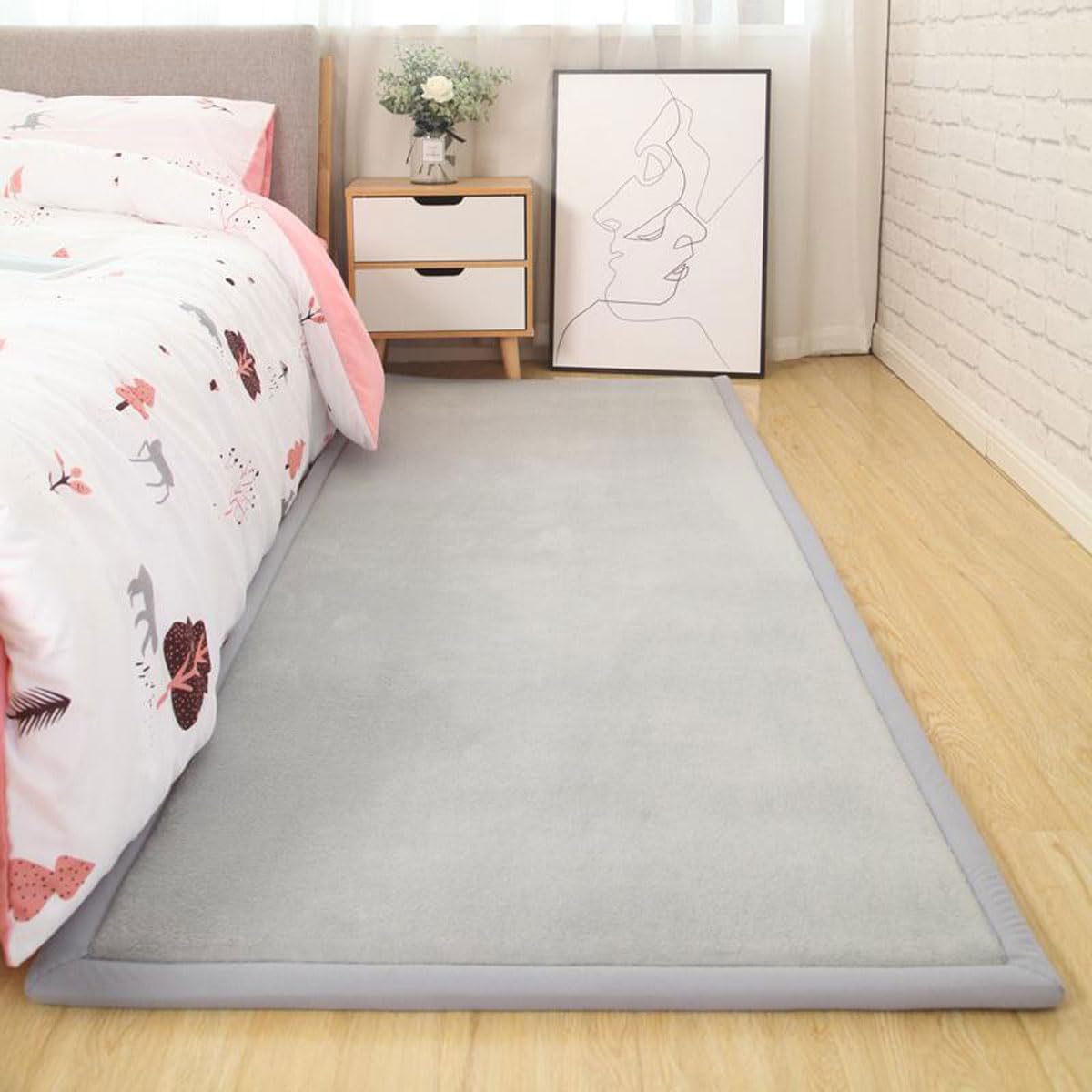 Dmkjdzsw Grey Play Crawling Mat For Nursery Baby, Extra Soft Activity Floor Mat For Kids Playroom Bedroom-60 * 200Cm