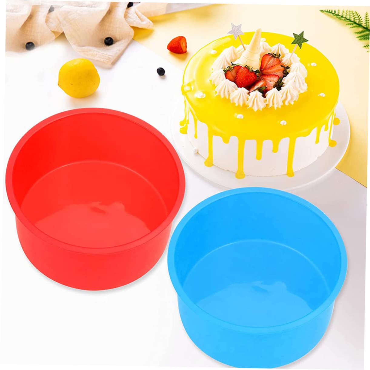 ifundom 16piezas Moldes De Silicona Para Pasteles Antiadherentes Moldes Redondos Para Hornear Queso y Tartas Para Repostería Casa