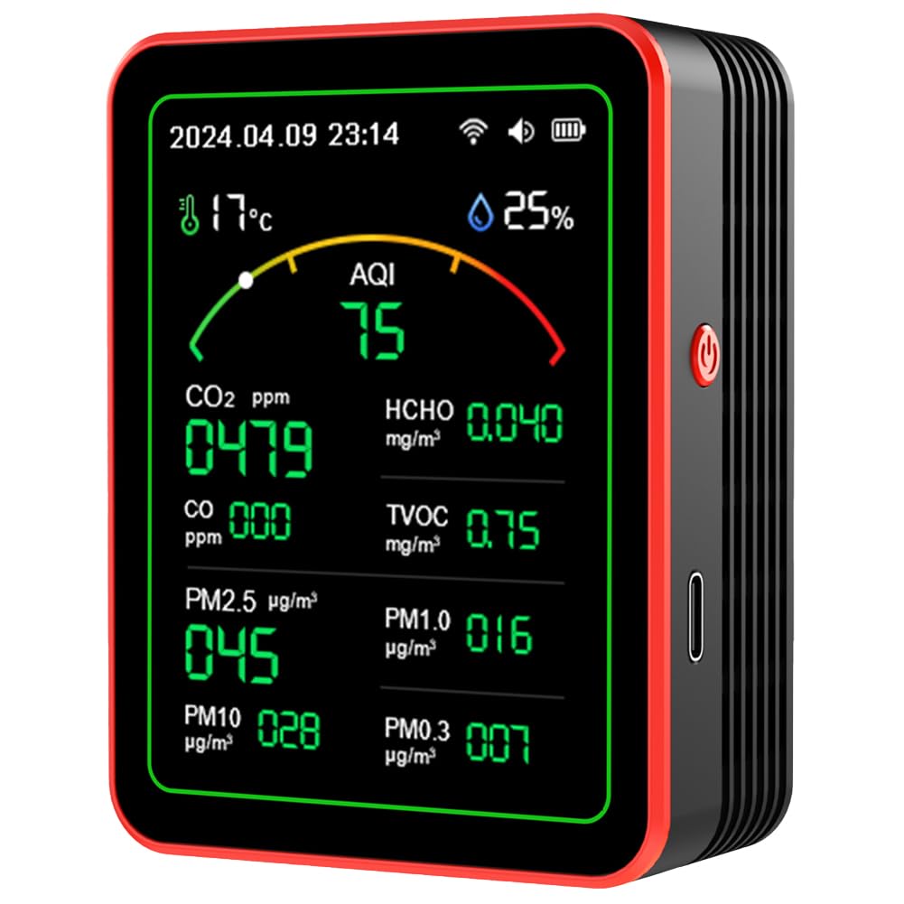 Detektor CO2, WiFi 15-w-1 wewnętrzny monitor jakości powietrza wyświetlacz TFT przenośny AQI PM0.3 PM1.0 PM2.5 PM10 Tester APP Control Gospodarstwo domowe CO CO2 TVOC HCHO Tester