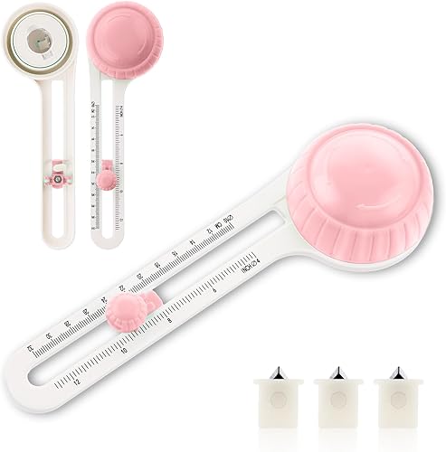 Andibro Cortador circular para manualidades, cortador de papel circular ajustable, recortadora de papel con 3 cuchillas reemplazables, herramienta