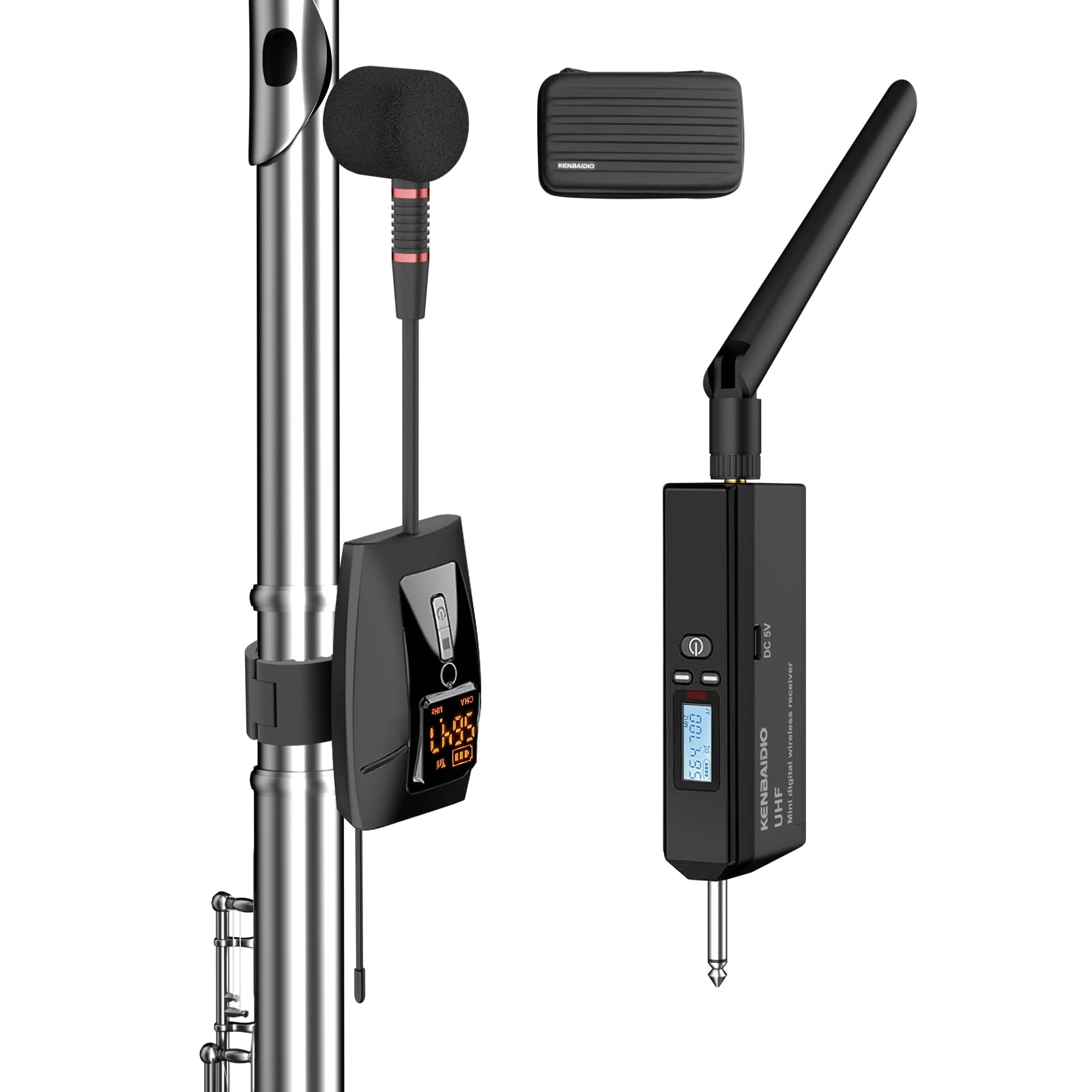 Wireless Flute Microphone System UHF Wind Music Instruments Mic