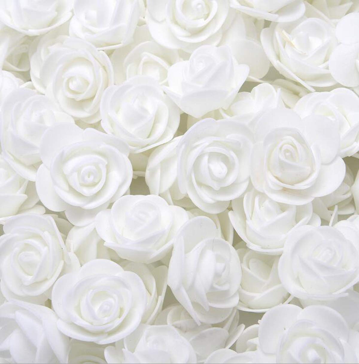 Skydume 500 Pcs Mini PE Foam Fake Rose Flower Heads Artificial Rose Flowers Handmade DIY Wedding Bride Bouquet Home Decoration(White)