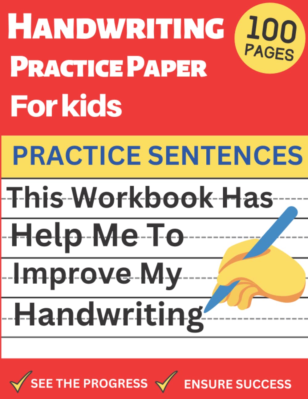 Handwritting practice book: Red Handwriting Practice Book for Kids Ages 6-8
